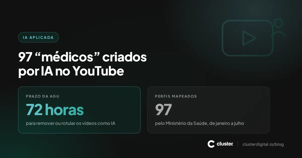 Capa com os destaques 72 horas, prazo da AGU, e 97 perfis de médicos falsos criados por IA no YouTube.
